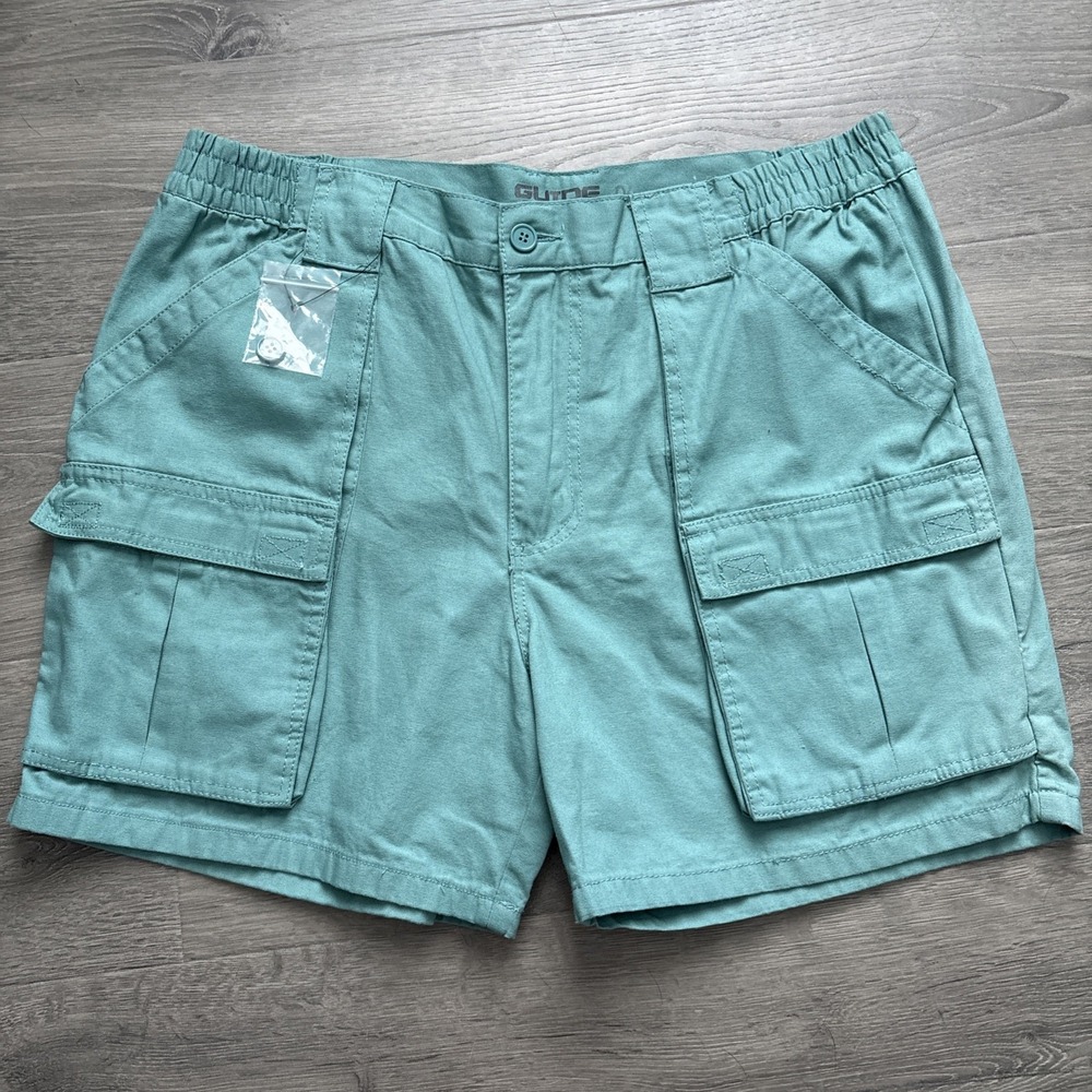 Guide Gear Cargo Shorts Mens 38 Blue Cotton Canvas Stretch Waist Work